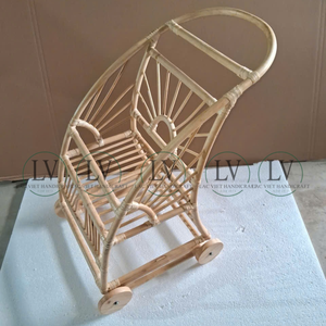 Chaise poussette pour poupée en rotin naturel, faite à la main, mignonne et légère, pour tout-petits, provenant d'un fournisseur vietnamien B2B - Product Image 2