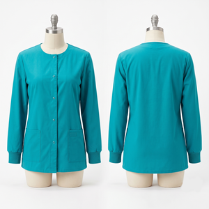 Chaqueta Médica Unisex 240g de Poliéster Spandex Premium Azul Claro con Paneles Delanteros y Traseros, Etiqueta Tejida en Relieve, Capucha, Impermeable y Anti-UV - Product Image 6
