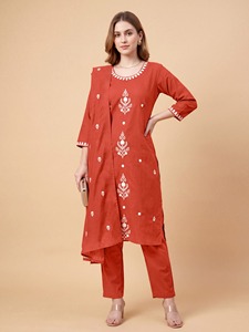 Festive Elegant Clothing Premium Rayon <b>Womens</b> Embroidered <b>Kurta</b> Pant Dupatta Set Ethnic Wear Premium rayon <b>women</b>’s embroidered - Product Image 5