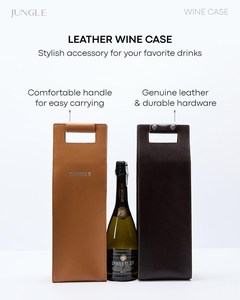 Portable Travel Genuine Leather <b>Wine</b> Holder Durable Single <b>Bottle</b> Carrier Bag Vintage Outdoor Picnic <b>Wine</b> Tote LEB-0091B - Product Image 6