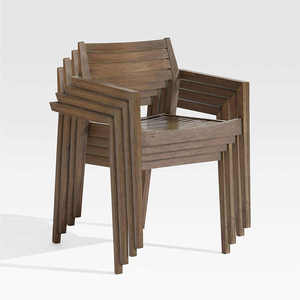 <b>Stackable</b> <b>Outdoor</b> Dining <b>Chair</b> with Solid Teak Wood Seat Dark Brown Hand-Applied Oil Finish Eco-Friendly Durable & Comfortable - Product Image 6