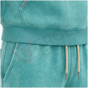 Conjunto Deportivo Unisex Color Verde Azulado con Capucha, Cierre Frontal con Cremallera, Bolsillos Laterales, Color Sólido, Transpirable, Informal, para Otoño, Corte Regular - Product Image 5