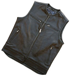 Chaleco de Cuero para Hombre con Bolsillos Estilo Motociclista, Chalecos Personalizados para Adultos, Chalecos de Cuero Marrón Vintage, Chaquetas de Cuero - Product Image 2