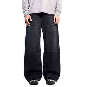 MEESAM LEATHER HOSIERY Jeans de Mezclilla Unisex 100% Algodón de Secado Rápido, Cintura Alta, Corte Recto, Estilo Vintage, para Invierno - Product Image 1