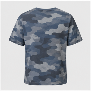 Camiseta de Manga Corta para Hombre con Cuello Redondo y Estampado de Camuflaje en Capas Azul Acero Personalizada MTS-CAMO-0039 - Product Image 2