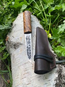 Yakut Damascus Steel Camping <b>Knife</b> Drop Point Wood Handle 0.6mm Blade Thickness Non Adjustable Single Blade - Product Image 4