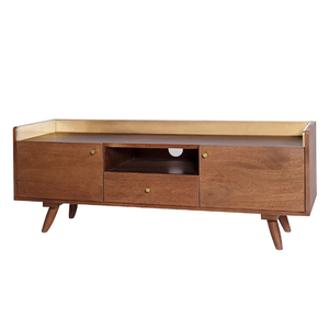 Teak wood cabinet with two <b>cupboards</b> and one drawer for the living room or bedroom to store modern design items - Product Image 6
