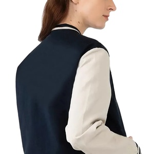 Veste universitaire en laine pour femmes avec manches en cuir imprimé lettres brodées taille XL vestes universitaires recadrées en gros 2026 - Product Image 6
