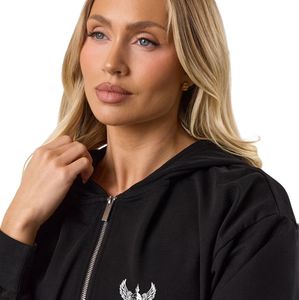 Lightweight Black Full <b>Zip</b> Crop Hoodie for Women Loopback Fleece <b>Cropped</b> <b>Zip</b> <b>Up</b> Sweatshirt Fashion Fitness Streetwear - Product Image 5