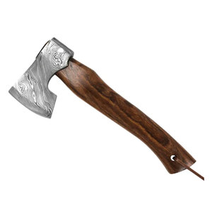 Hache artisanale en acier Damas avec manche en bois – Outil de collection et d'exposition traditionnel pour l'extérieur - Product Image 1