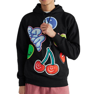<b>Mens</b> <b>Black</b> Pigment Washed Fleece Pullover Kangroo Pocket Embroidered Sleeves Regular Fit Winter Streetwear <b>Hoodie</b> - Product Image 1