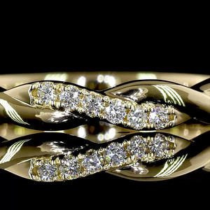 แหวนแต่งงานทรงคลื่นเพชรเพาะเลี้ยงทรงกลม ทอง 10K 14K 18K เงิน 925 935 - Product Image 2