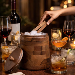 Cubo para hielo de madera natural, cubo de madera hecho a mano, artículos de bar ecológicos, utensilios de madera sostenibles, decoración rústica para bar. - Product Image 4