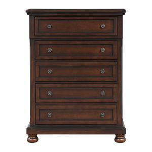 Transitionnel 1pc cinq tiroirs poitrine chignon pieds marron cerise finition bouleau placage chambre commode meubles de maison - Product Image 1