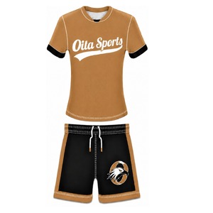 Ensemble short et maillot de football personnalisé marron beige – Tenue d'équipe athlétique respirante pour l'entraînement et les performances sportives - Product Image 1