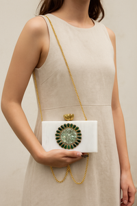 Bolso de Mano de Lujo Hecho a Mano, Duradero y Ecológico, de Madera y Resina, con Diseño Geométrico Incrustado, Cadena Cruzada, Logotipo Personalizado, Bolso de Noche - Product Image 6