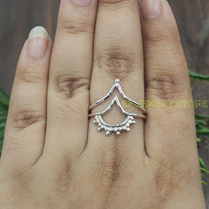 Anillo Abierto Minimalista de Plata de Ley 925, Hecho a Mano, Ajustable, Diseño Abstracto Geométrico de Ondas y Puntos, Joyería Moderna para Mujer, Unisex - Product Image 4