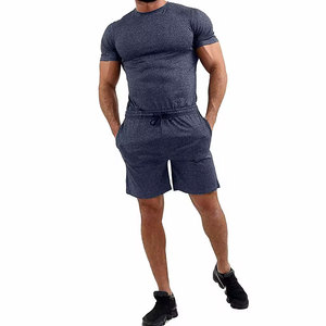 Ensemble T-shirt et short blancs à manches courtes et col rond pour homme, coupe ample, sportif, respirant, 100 % coton, imprimé motif, séchage rapide, tricoté - Product Image 4