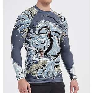 Men Long Sleeve Rash Guard <b>Compression</b> <b>Shirt</b> Graphic Print UV Protection Quick Dry High Quality OEM - Product Image 2