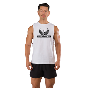 Men's <b>White</b> Fitness Muscle <b>Tank</b> <b>Top</b> Breathable Sleeveless Workout Shirt Lightweight Training Sports Activewear - Product Image 1