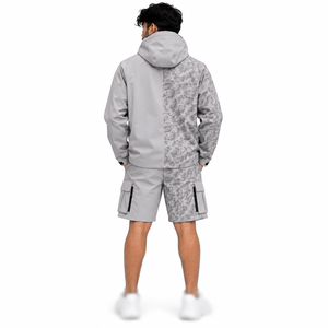 Private Label <b>Windbreaker</b> <b>Camo</b> Track Suit Water Reflective 100% Nylon <b>Windbreaker</b> Utility Pocket Shorts Set For Men's Zip Up USA - Product Image 4