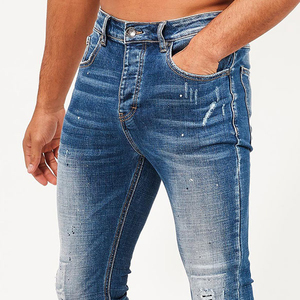 Pantalon Homme Taille Haute Zippé Extensible Jean Décontracté Coupe Slim Pantalon Crayon Grande Taille Jean Skinny en Denim pour Homme - Product Image 1