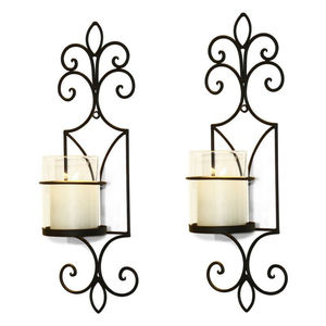 Juego de 2 Portavelas Decorativos Clásicos de Metal para Pared, Portavelas Colgantes de Hierro Dorado para Decoración del Hogar - Product Image 5