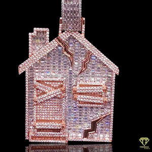 Customized Fully Iced Trap House <b>Pendant</b> 925 <b>Silver</b> Plating Hip Hop Jewelry <b>for</b> <b>Men</b> Birthday Gift - Product Image 3