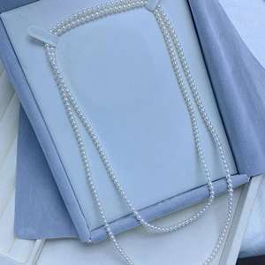 สร้อยคอมุกน้ำจืดธรรมชาติจูจี้ 3.5-4 มม. สร้อยคอแบบออโรร่า หลายชั้น ดีไซน์เรียบหรู - Product Image 2