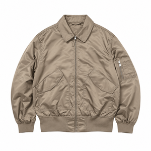 Blouson bomber kaki pour homme, col rabattu, fermeture éclair, avec poches - Product Image 4