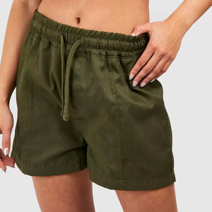 Service OEM, logo personnalisé, short décontracté en molleton uni pour femme, taille mi-haute, cordon de serrage élastique, poches, coupe régulière - Product Image 6