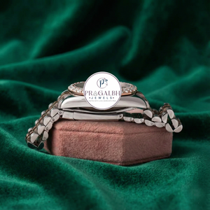 Montre de luxe Pragalbh Jewels avec diamants, en acier inoxydable bicolore, à quartz analogique, avec lunette pavée, montre personnalisée - Product Image 4