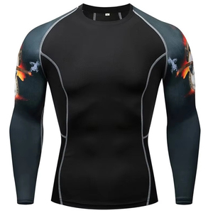 Unisex Men's Long Rashguard <b>Compression</b> MMA Gym Fitness Sportswear BJJ <b>Vest</b> with OEM Design Unisex Rash Guard Fabric Material - Product Image 4