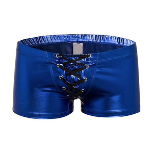 Calzoncillos de cuero sintético de moda para hombre, lencería sexy para discoteca, bragas de cintura alta de cuero PU al por mayor, ropa sexy para hombre para discoteca - Product Image 5