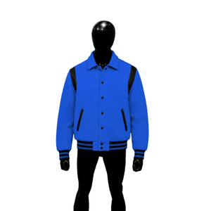 LUXURY <b>BLUE</b> WOOL LETTERMAN WOOL VARSITY JACKET FOR <b>MEN'S</b> PREMIUM ATHLETIC Accents Regular Fit Turn-down Collar Single Breasted - Product Image 1