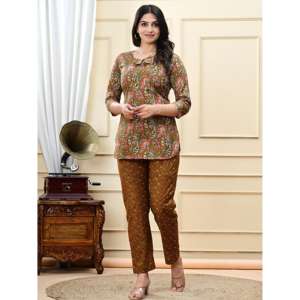 Traje Salwar de Crepé AARTI FASHION para Mujer, Uso Diario Informal, Transpirable, Estampado, con Mangas Tres Cuartos - Product Image 1