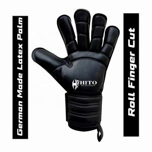 Latest Design <b>Goalkeeper</b> <b>Gloves</b> German Latex Backhand Silicon Inject Roll Finger Cut Attached Strap Customiedzed Design - Product Image 5