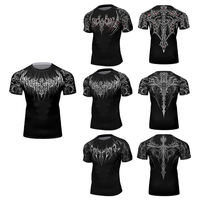 T-shirt de sport pour homme à manches courtes, imprimé en 3D, haute élasticité, compression, pour la salle de sport, la course à pied et l'entraînement