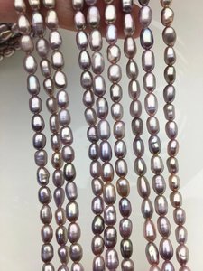 ลูกปัดมุกน้ำจืดสีม่วง AAA ขนาด 4-5 มม. 6-8 มม. มุกเพาะเลี้ยงธรรมชาติแบบร้อยเส้น สำหรับทำเครื่องประดับ จำหน่ายจำนวนมาก - Product Image 4