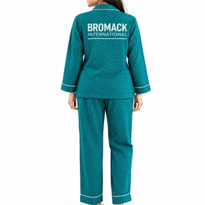 Women’s premium Color Design <b>Sleeping</b> Suit With Button Front Shirt And Matching Trousers <b>Night</b> Clothing Set Collared Pajama Set - Product Image 2