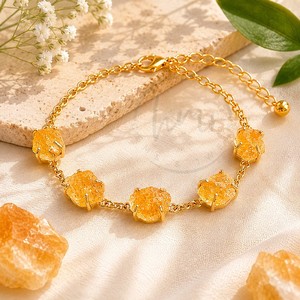 Raw Citrine <b>Gemstone</b> <b>Bracelet</b> Gold Plated Handmade Natural Crystal Chain <b>Bracelet</b> for Women Adjustable Healing Stone Jewelry - Product Image 2