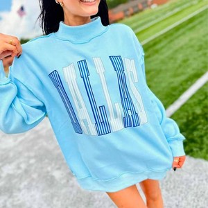 Dallas Custom <b>Mock</b> <b>Neck</b> Crew <b>Neck</b> Sweatshirt Sorority Fraternity Greek Apparel Chenille Patch Cotton Fleece - Product Image 3