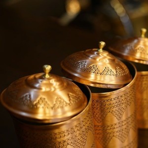 Classic Hammered Copper Storage Containers Set with Lids, Kitchen Canisters for Tea Coffee Sugar, Handmade Copper <b>Jars</b> - Product Image 4