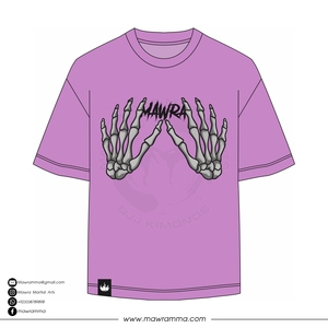 Camiseta morada de artes marciales Mawra para hombre, manga corta, cuello redondo, diseño de manos de esqueleto estampadas, estilo callejero, corte regular, 100% algodón - Product Image 5