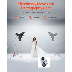 Supporto per treppiede per illuminazione fotografica resistente da 4,5 piedi/320cm con ruote altezza Max 10, 5 piedi/320cm - Product Image 5