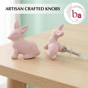 <b>Pink</b> Modern Eco-Friendly Rabbit Shape Furniture Knob Novelty Door Handle Drawer Pull Cabinet Hardware Decorative Accent Bedroom - Product Image 1