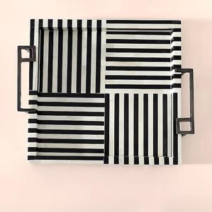 Bandeja chapada redonda con incrustaciones de hueso de madera Natural hecha a mano de alta calidad personalizada para el hogar, restaurantes, hoteles directamente - Product Image 1