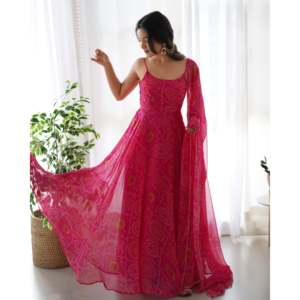 Aayna ชุดสูทผ้าชีฟอง bandhej anarkali ชุดสูทขนาด XS-34 - Product Image 6