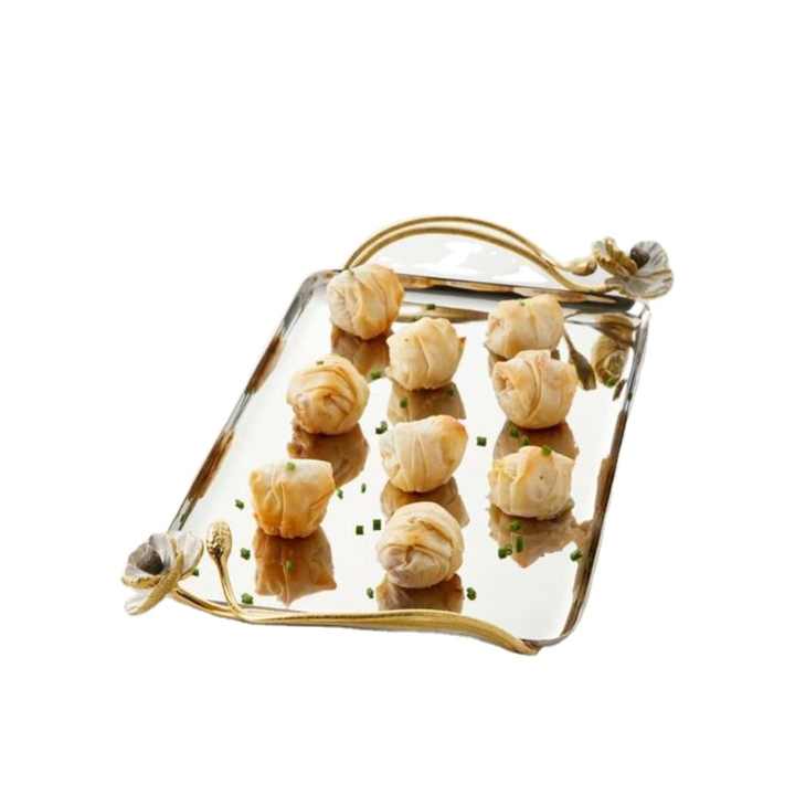 Gold Plated Hotels Platter Tray Fruits Cupcakes Brownie Placemat Luxury Platter and Serving Tray for Wedding Birthday Parties