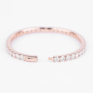 Impresionante Brazalete de Diamantes Chapado en Oro Rosa para Mujer con Diamantes Naturales de Color G con Corte Brillante Redondo, Joyería para Uso Diario - Product Image 3